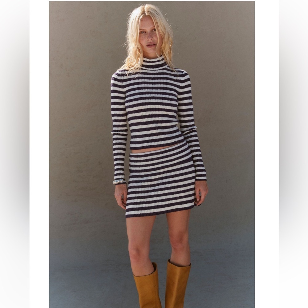 FREE PEOPLE Super Stripe Sweater Set, Navy and White, NWT, size XL